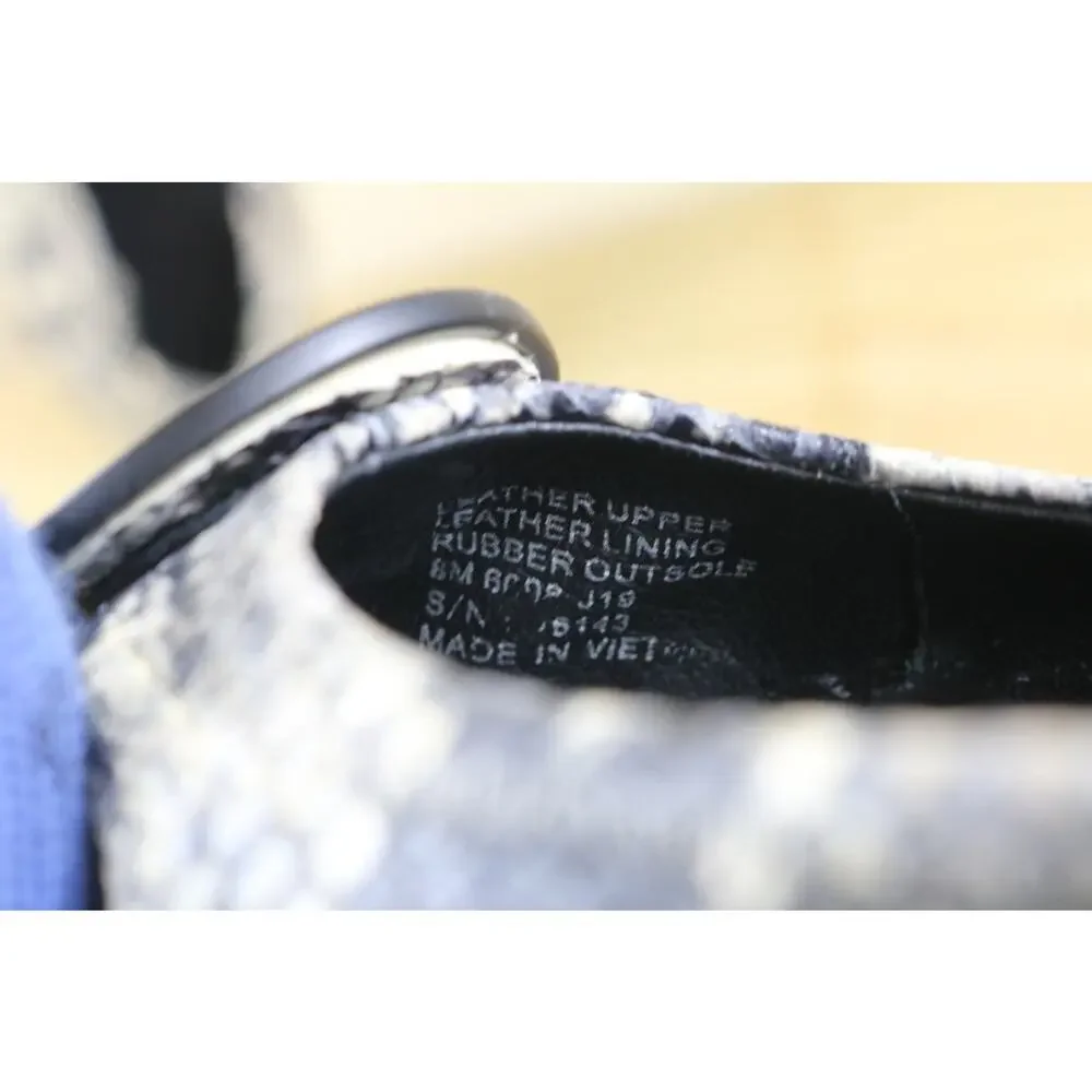 Tory Burch Shoes 8N Reva Minnie travel Ballet Flats Blue Snakeskin Print Leather